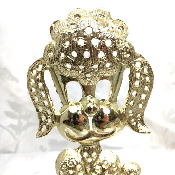 Torfino Kitsch 50's Poodle Earring Stand Gold Tone Metal Vtg 80s - Picture 3 of 7